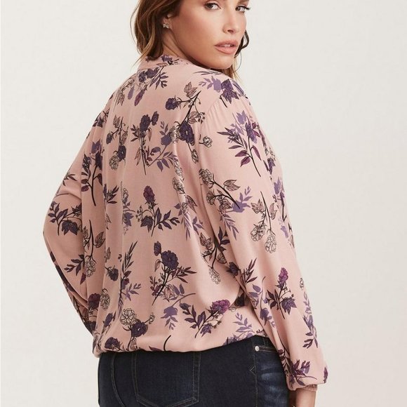 Torrid Chiffon Mock Neck Surplice Blouse - Picture 2 of 16